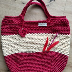 Czerwono waniliowa torba shopperka